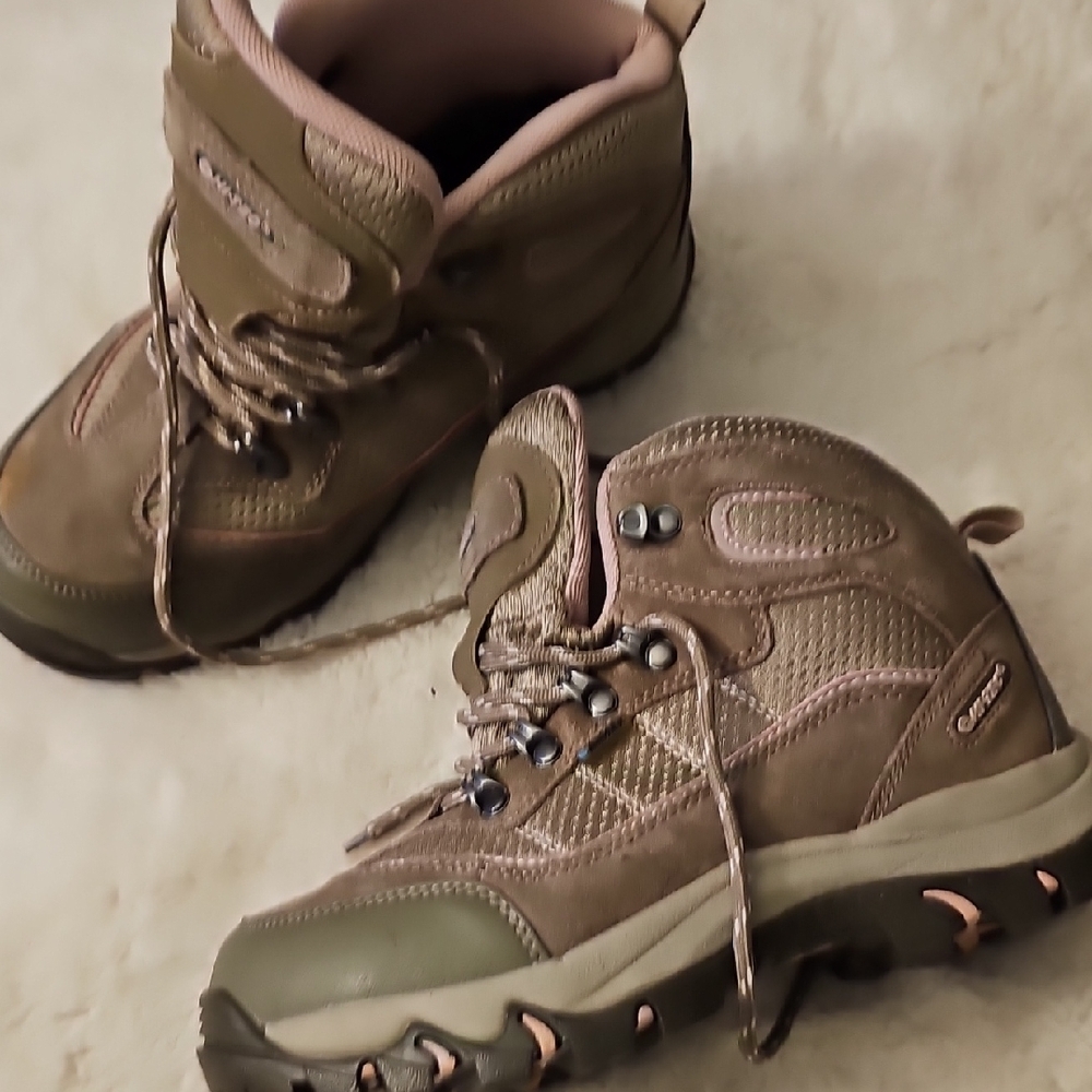 Brown and Pink Hiking Boots